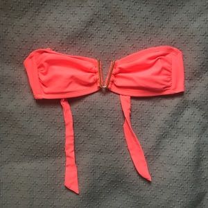 coral strapless bikini top